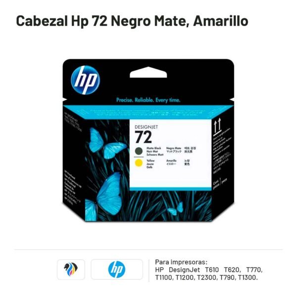 Cabezal Hp 72 Negro Mate, Amarillo