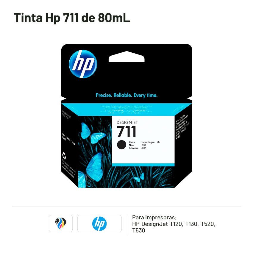 Tinta hp 711 negro DesignJet T120 T130 T520 T530