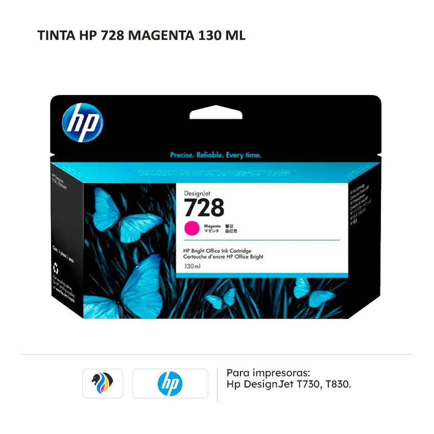 TINTA HP 728 MAGENTA PARA DESIGNJET T730 830 130ML