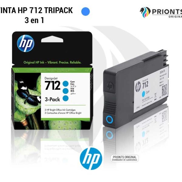 TRIPACK TINTA HP 712 CIAN