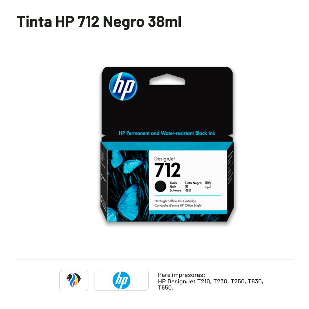 Tinta HP 712 Negro 38ml