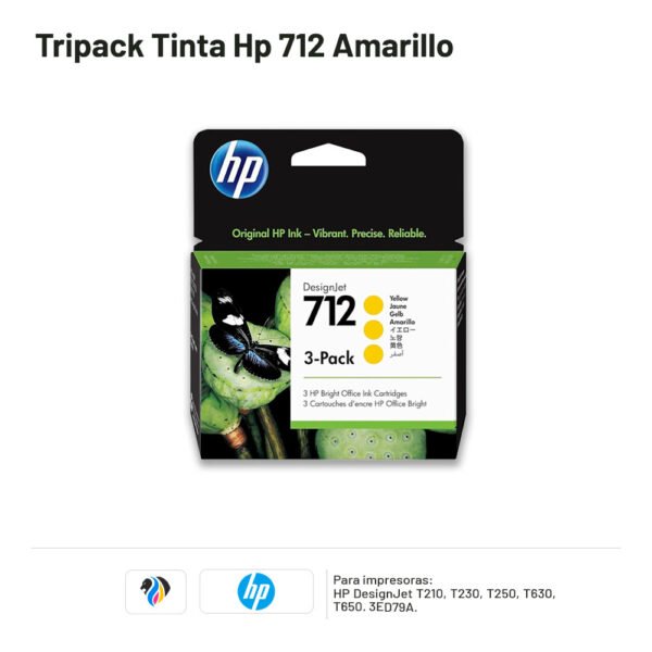 TRIPACK TINTA HP 712 AMARILLO