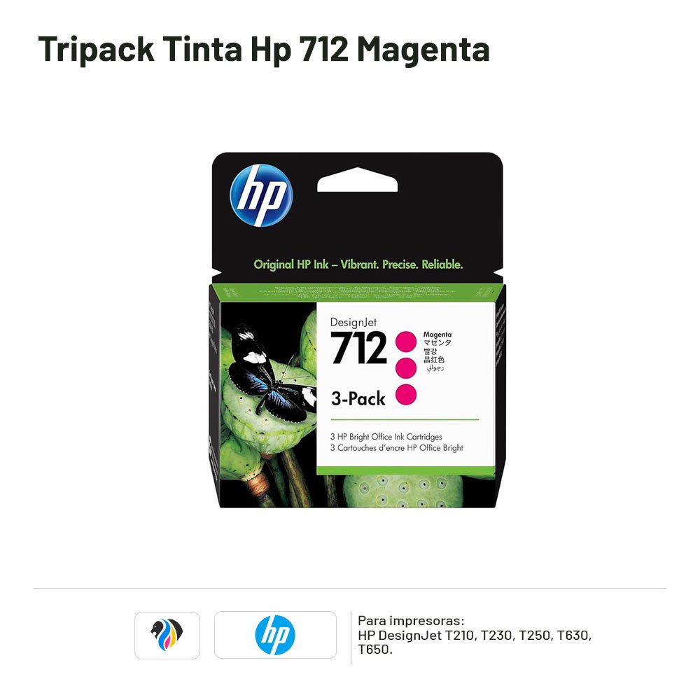 TRIPACK TINTA HP 712 MAGENTA