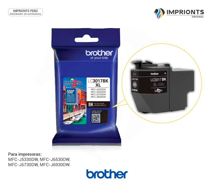 TINTA BROTHER 3017 NEGRO PARA 5330 6530 6730 6930