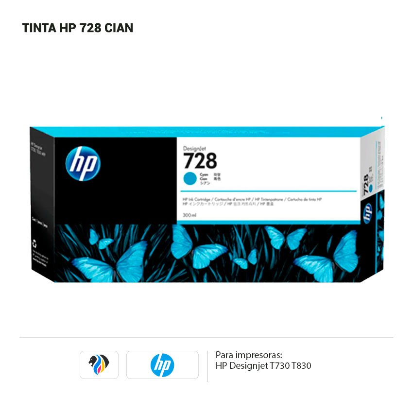 TINTA HP 728 CIAN 300ML T730 T830