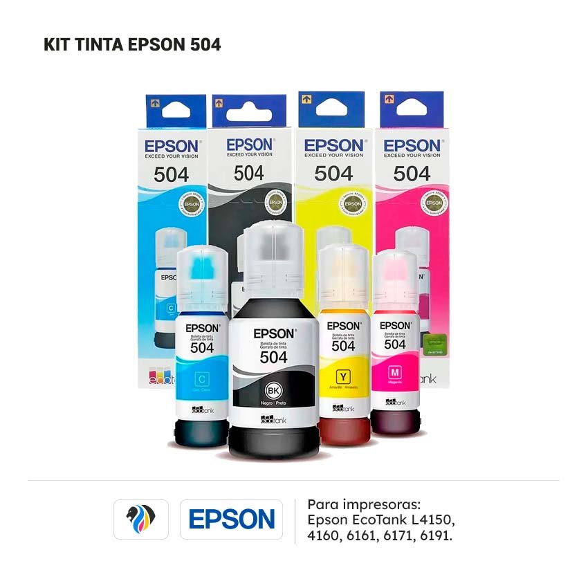 Kit Tinta Epson 504 para impresoras Epson L4150 4160 6161 6171 6191