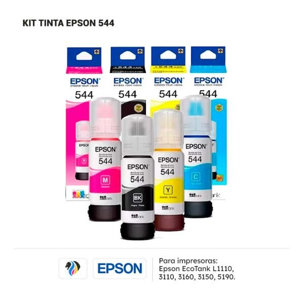 Kit Tinta Epson 544 para impresoras Epson L1110 3110 3160 3150 5190
