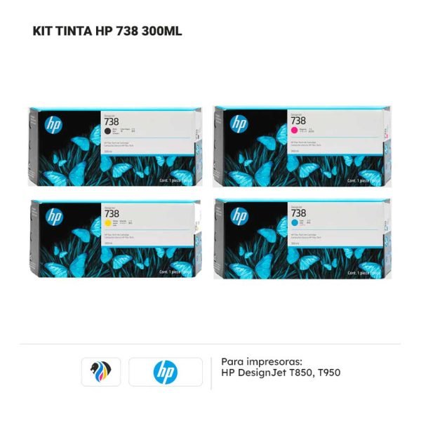KIT TINTA HP 738 300ML PARA T850 950