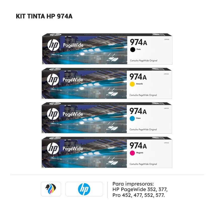 Kit Tinta HP 974A para impresora 352 377 452 477 552 577