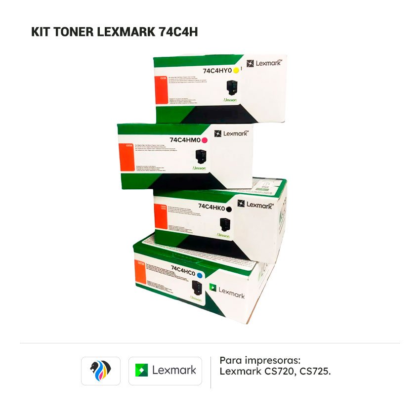 Kit Toner Lexmark 74C4H para impresora CS720 725