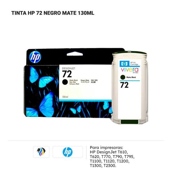 TINTA HP 72 NEGRO MATE 130ML PARA T610