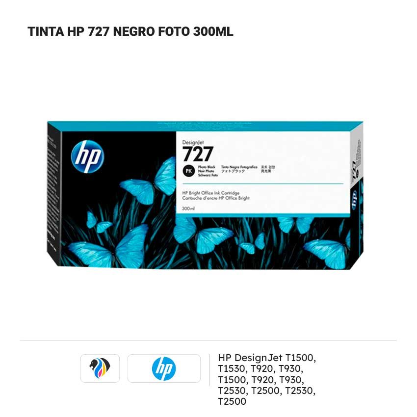 TINTA HP 727 NEGRO FOTO 300ML PARA T1500