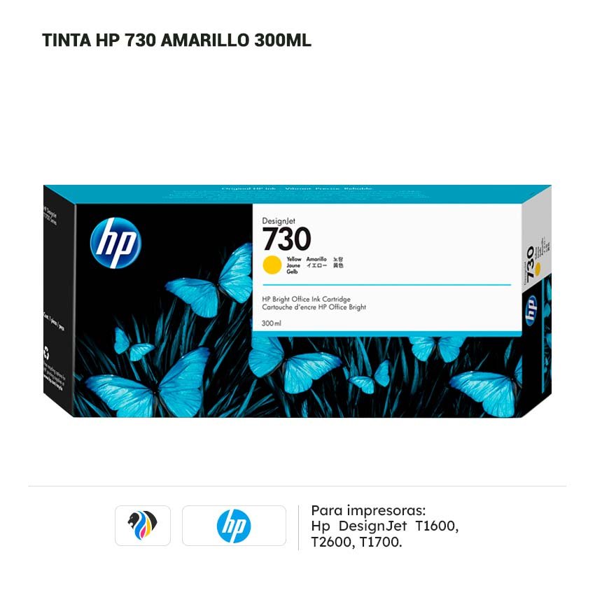 TINTA HP 730 AMARILLO 300ML t1600