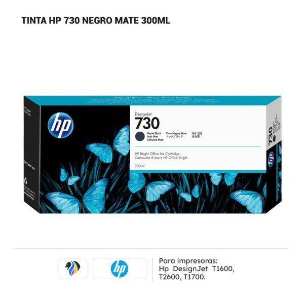 TINTA HP 730 300ML Negro Mate T1600