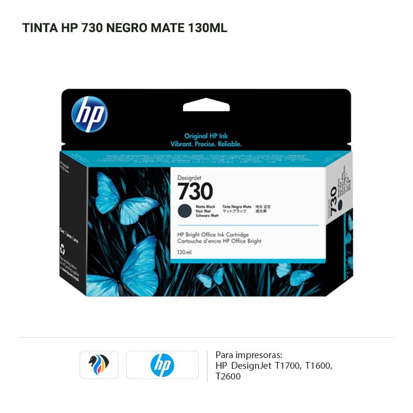 TINTA HP 730 NEGRO MATE 130ML PARA T1700