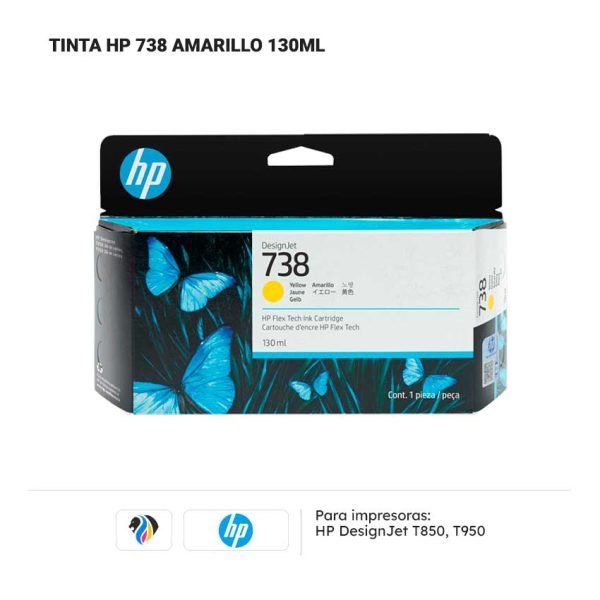 TINTA HP 738 130ML AMARILLO PARA T850 950