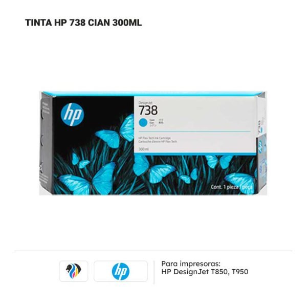 TINTA HP 738 CIAN 300ML PARA T850 950