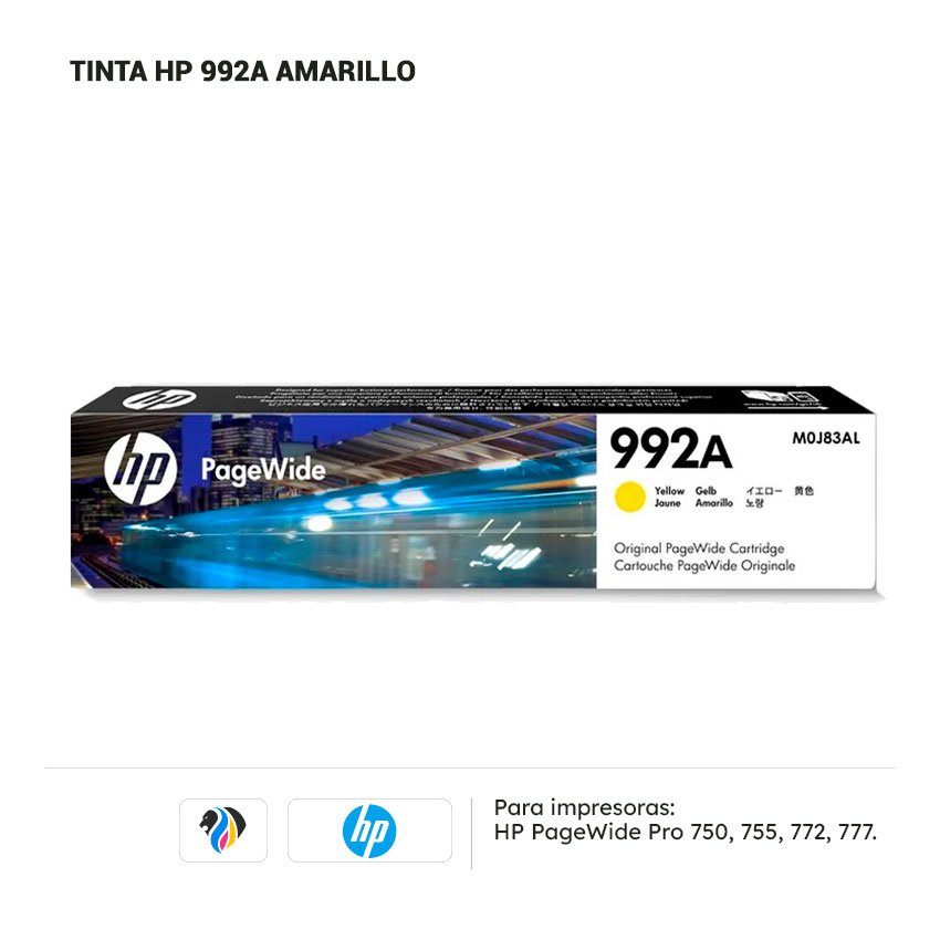 Tinta HP 992A Amarillo para impresora HP 750 755 772 777