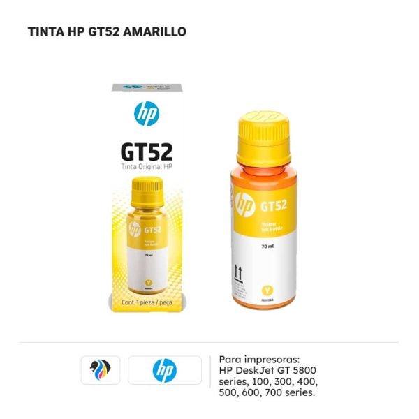 TINTA HP GT52 AMARILLO PARA 100 300