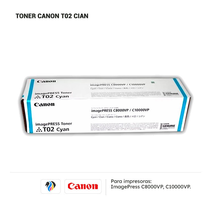 Toner Canon T02 Cian para impresora 8000 10000