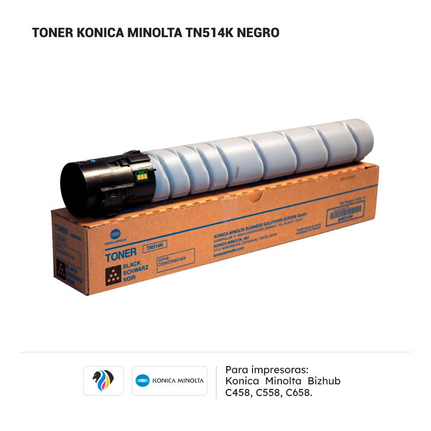 Tóner Konica Minolta TN-514K para impresora 458 558 658