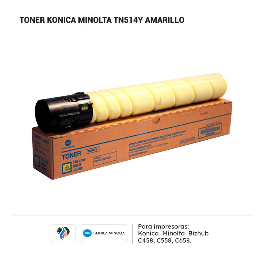 Tóner Konica Minolta TN-514Y para impresora 458 558 658