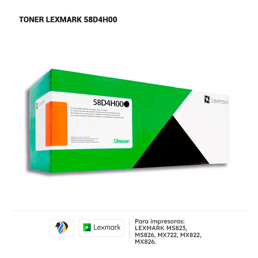 Toner Lexmark 58D4H00 para impresora 822 823 826 722
