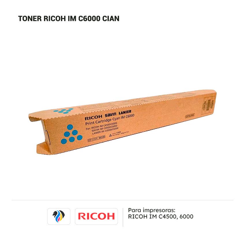 Toner Ricoh IM C6000 Cian para impresora 4500 6000