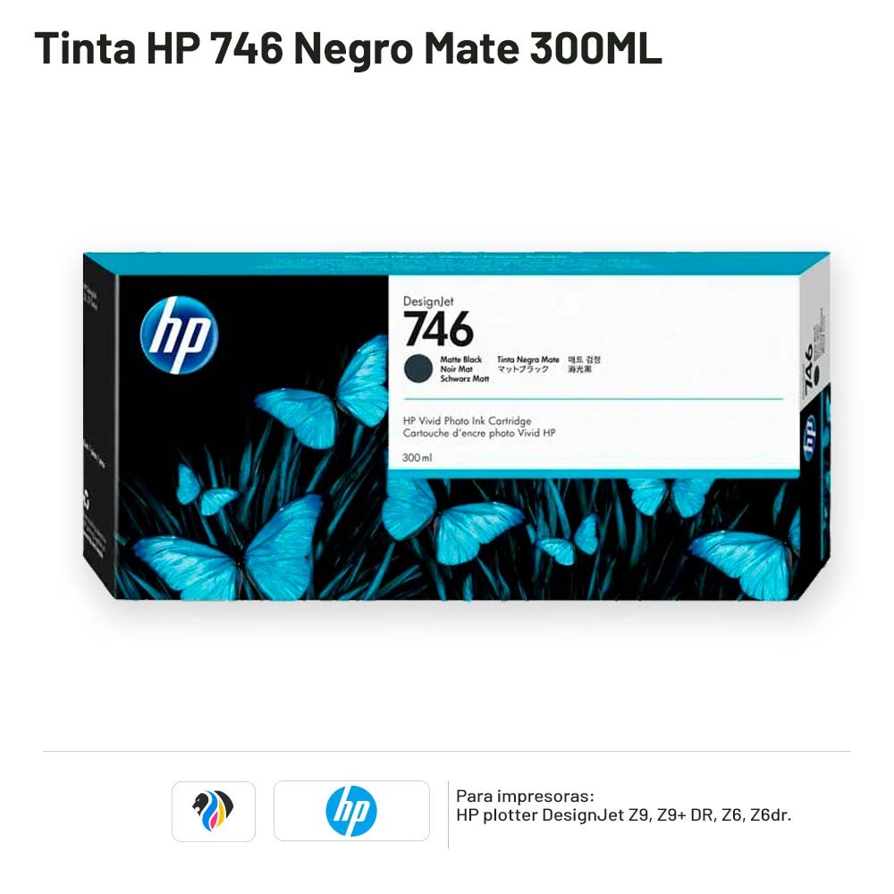 TINTA HP 746 NEGRO MATE 300ML