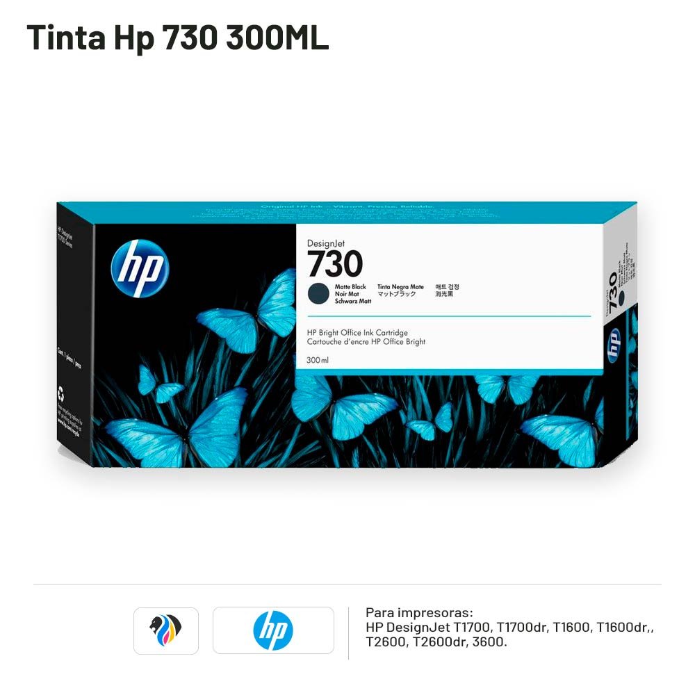 TINTA HP 730 300ML Negro Mate