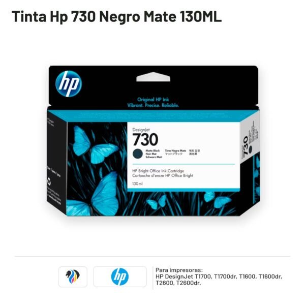 TINTA HP 730 NEGRO MATE 130ML