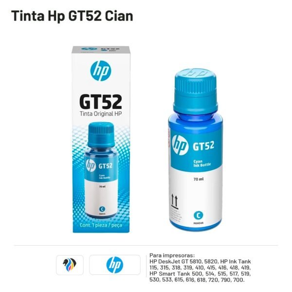 TINTA HP GT52 CIAN