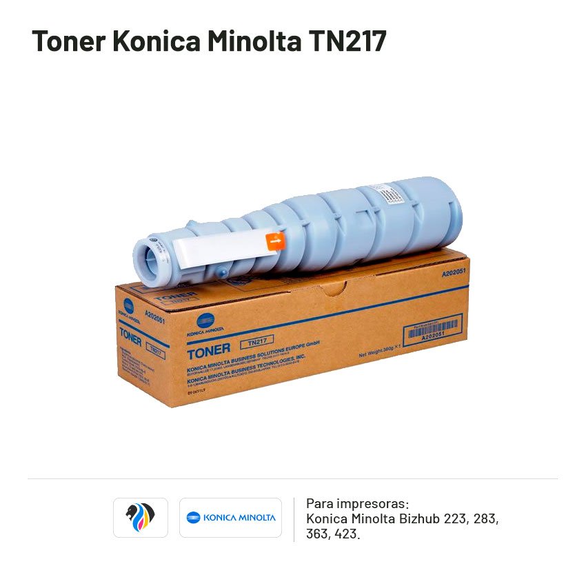 Toner Konica Minolta TN-217 para impresoras 223 283 363 423
