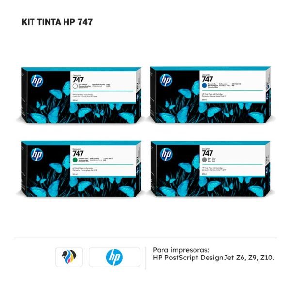 Kit Tinta HP 747 para impresora HP Z6 Z9 Z10