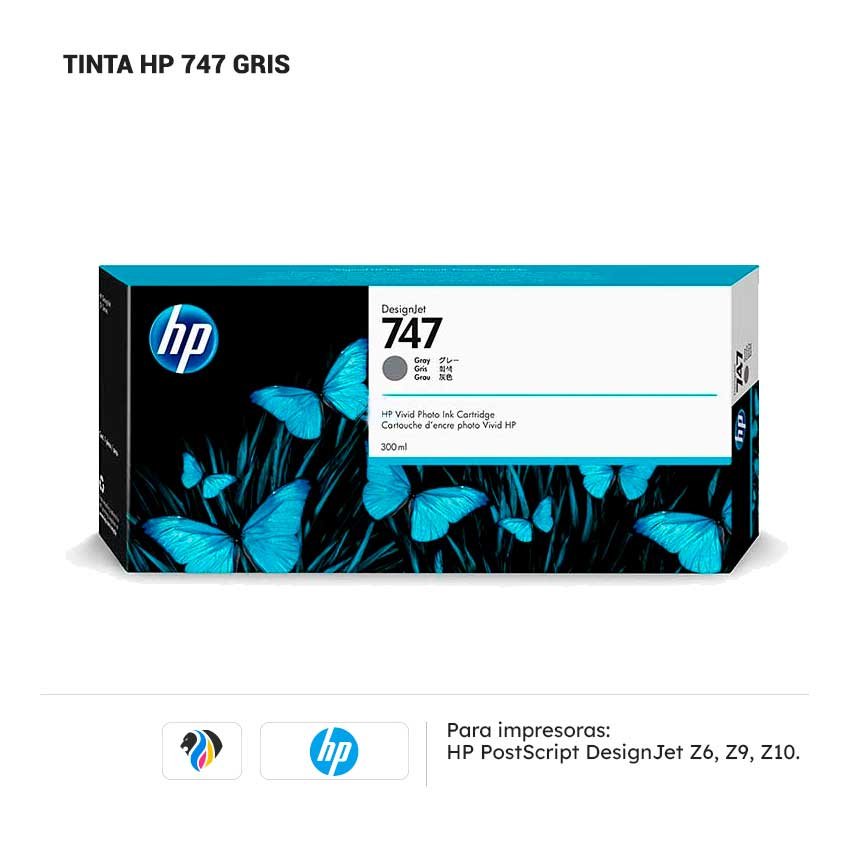 Tinta HP 747 Gris para impresora HP Z6 Z9 Z10