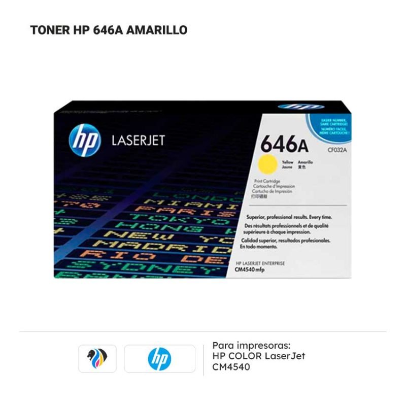Toner HP 646A Amarillo para CM4540 • Nuevo