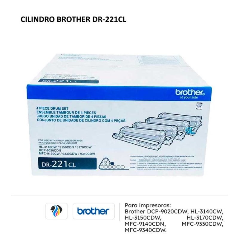 4-Pack DR-221CL Color Drum Units For Brother Printers – Black, Cyan, Magenta, Yellow