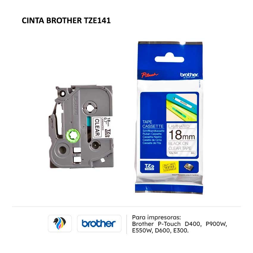 Cinta Brother TZE141 para impresoras D400 P900W E550W D600 E300