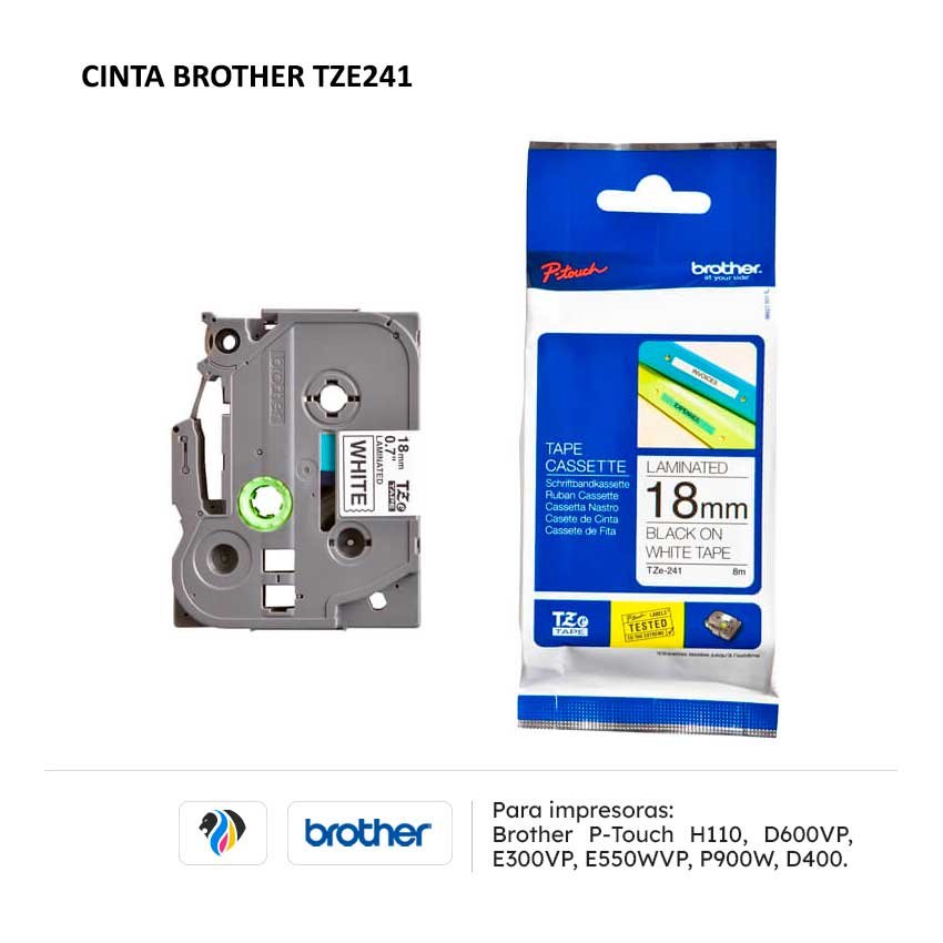 Cinta Brother TZE241 para impresoras H110 D600VP E300VP E550WVP P900W D400