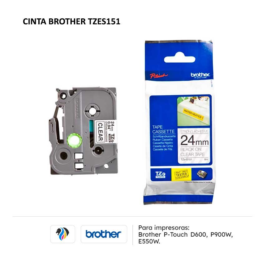 Cinta Brother TZES151 para impresoras D600 P900W E550W