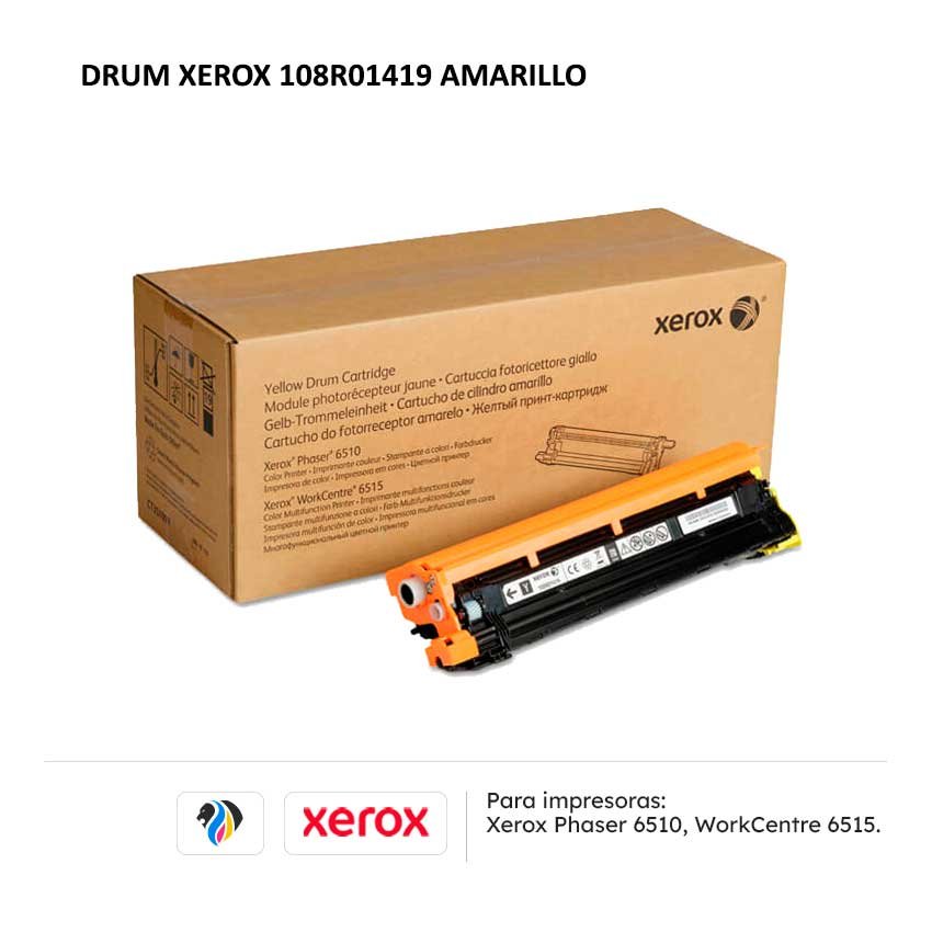 Drum Xerox 108R01419 Amarillo para impresora 6510 6515
