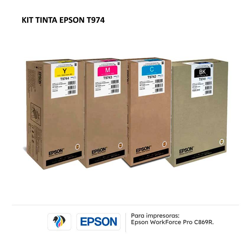 Kit Tinta Epson T974 para impresoras C869R