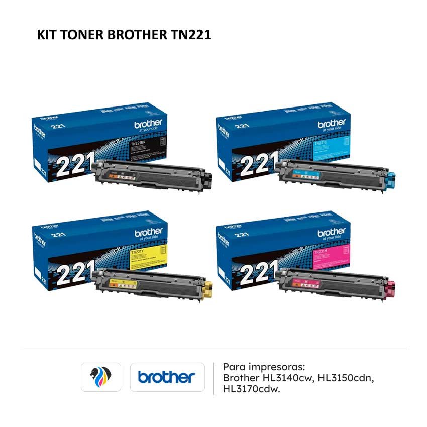 Kit Toner Brother TN221 para impresora 3140 3150 3170
