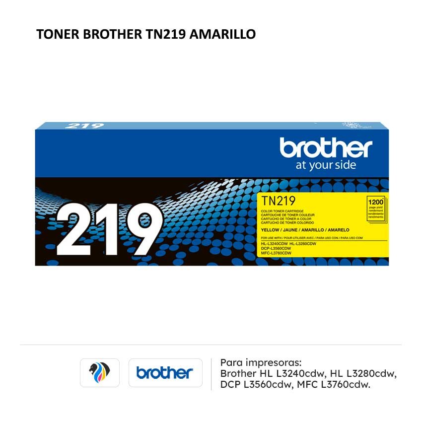 Toner Brother TN219 Amarillo para impresora L3240 L3280 L3560 L3760