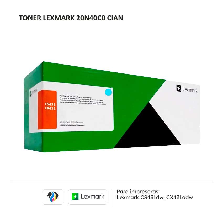 TONER LEXMARK 20N40C0 CIAN PARA 431