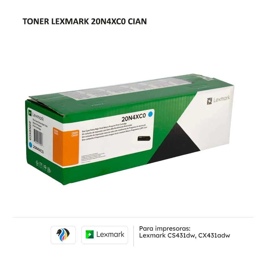 TONER LEXMARK 20N4XC0 CIAN PARA 431