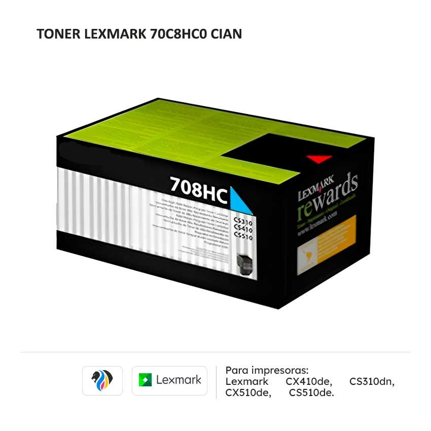 TONER LEXMARK 70C8HC0 CIAN PARA 310 410 510