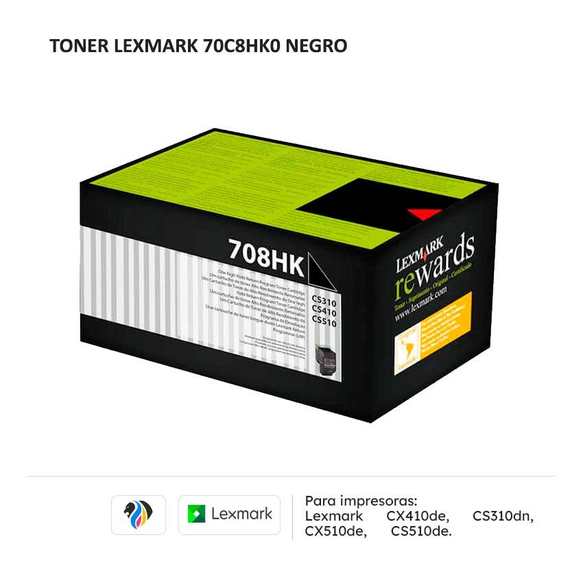 TONER LEXMARK 70C8HK0 NEGRO PARA 310 410 510