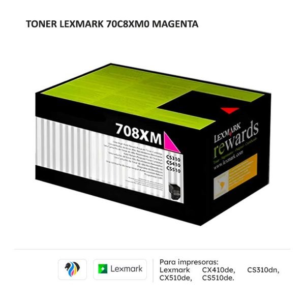 TONER LEXMARK 70C8XM0 MAGENTA PARA 310 410 510