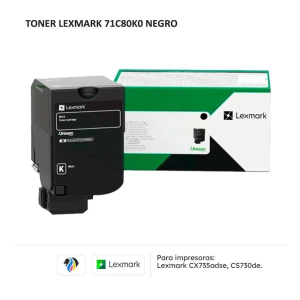 TONER LEXMARK 71C80K0 NEGRO PARA 730 735
